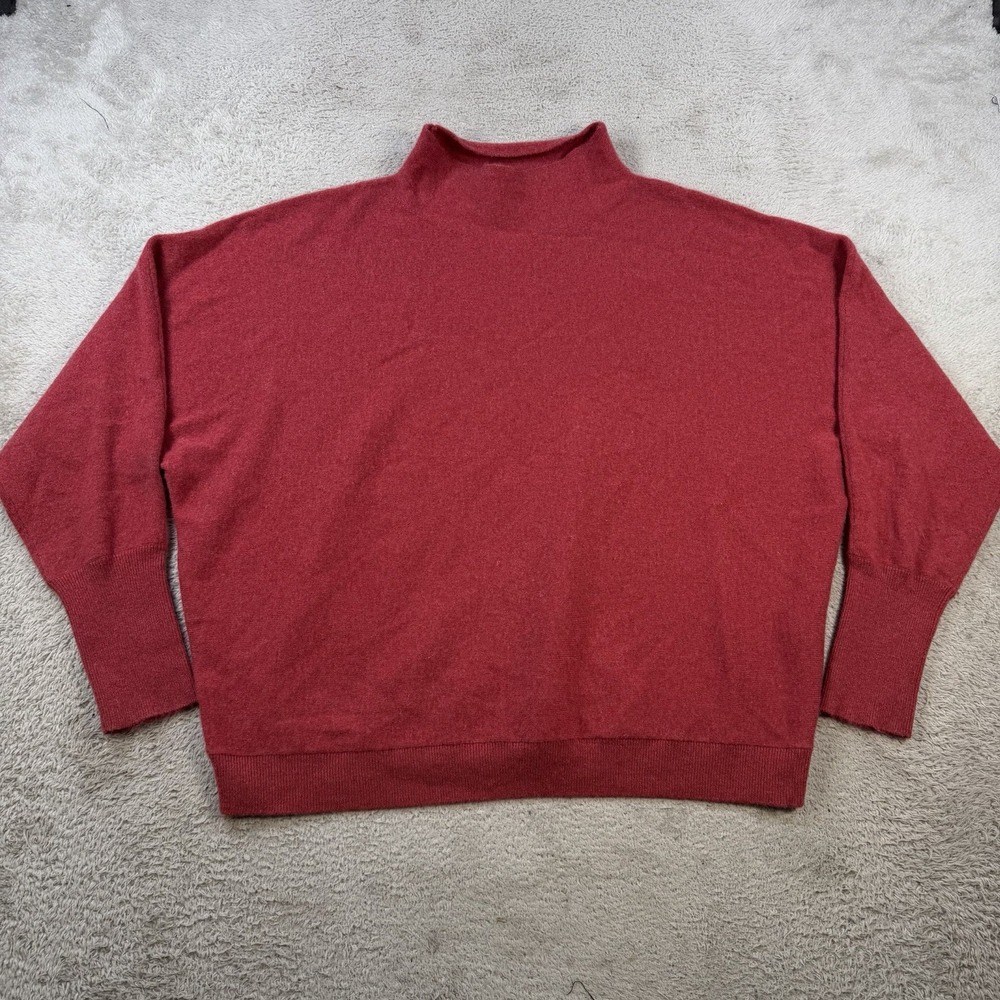 Sundance Sweater Womens 2XL Red 100% Cashmere Mock Neck Pullover Lightweight